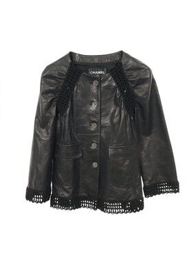 Chanel Leather Jacket Open Work Border